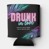 Drink in Liefde Neon Blauw & Roze Tropische Bach Blikjeskoeler (Achterkant)