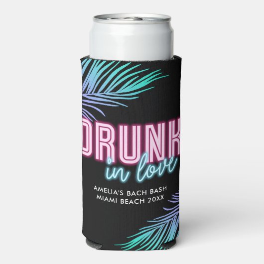 Drink in Liefde Neon Blauw & Roze Tropische Bach Seltzer Blikjeskoeler (Seltzer Achterkant)