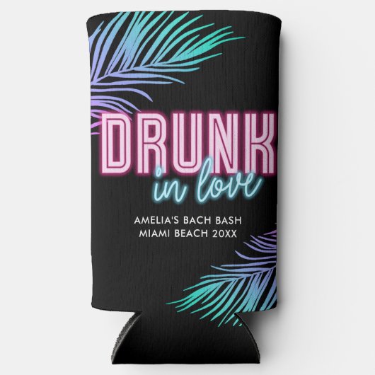 Drink in Liefde Neon Blauw & Roze Tropische Bach Seltzer Blikjeskoeler (Voorkant)