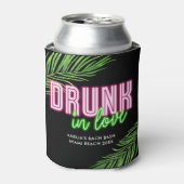 Drink in Liefde Neon Groen & Roze Tropische Bach Blikjeskoeler (Blikje Voorkant)