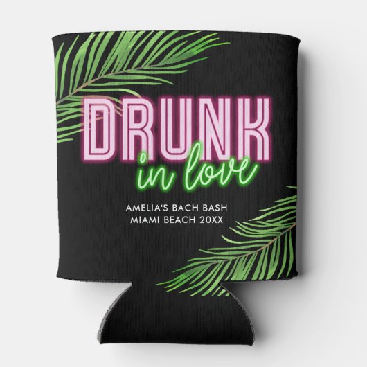 Drink in Liefde Neon Groen & Roze Tropische Bach Blikjeskoeler (Achterkant)