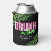 Drink in Liefde Neon Groen & Roze Tropische Bach Blikjeskoeler (Blikje Achterkant)