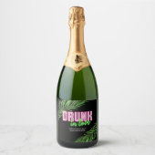 Drink in Liefde Neon Groen & Roze Tropische Bach Sparkling Wijnetiket (Voorkant)