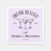 Drink in liefde Paarse gepersonaliseerde bruiloft  Servet (Voorkant)