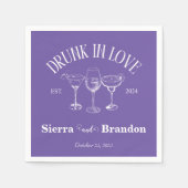 Drink in liefde Paarse gepersonaliseerde bruiloft  Servet (Voorkant)