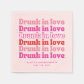 Drink in Liefde Retro Roze Bachelorette Party Serv Servet (Voorkant)