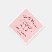 Drink in Liefde Rood & Roze Monogram Trouwservette Servet (Hoek)