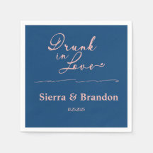 Drink in Liefde Roze & Blauw Monogram Trouwservett