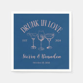 Drink in liefde roze & blauw personaliseren bruilo servet (Voorkant)