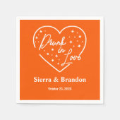 Drink in Liefde Sinaasappel & Wit Monogram Trouwse Servet (Voorkant)