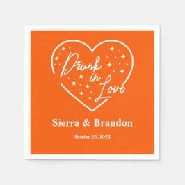 Drink in Liefde Sinaasappel & Wit Monogram Trouwse Servet