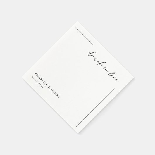 Drink in liefdesminimalistisch script en lijnhuwel servet (Hoek)