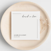 Drink in liefdesminimalistisch script en lijnhuwel servet