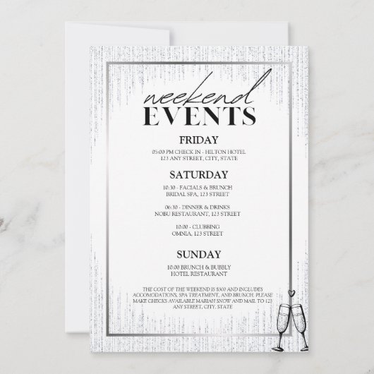 Drink in Love Bachelorette Party Weekend Kaart (Achterkant)