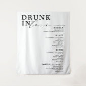 Drink in Love Black White WedBar Menu Sign Wandkleed (Voorkant)