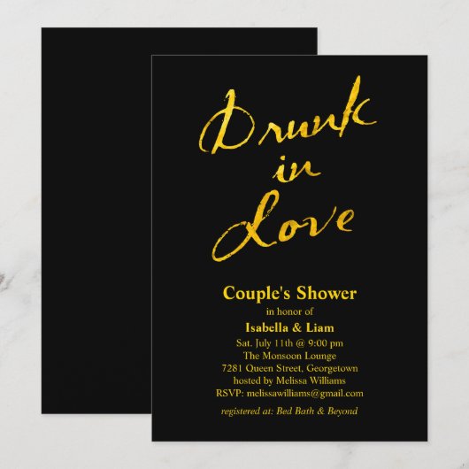 Drink in Love Couple's Shower Invitation Kaart (Voorkant / Achterkant)