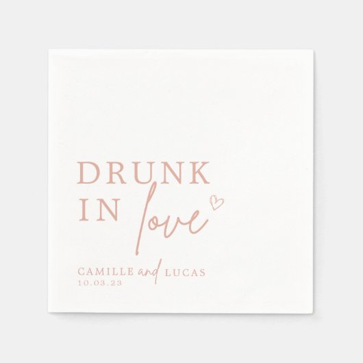 Drink in Love Dusty Pink Personalized Napkins Servet (Voorkant)