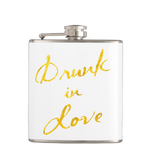 Drink in Love Flask in white & gold Heupfles