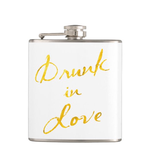 Drink in Love Flask in white & gold Heupfles (Voorkant)