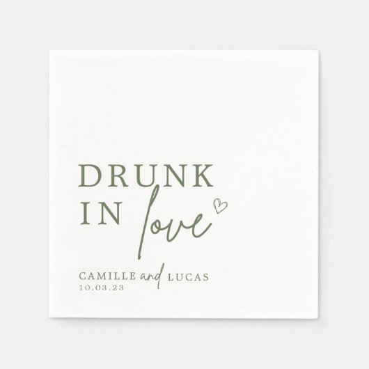 Drink in Love Forest Green Aangepast Napkins Servet (Voorkant)