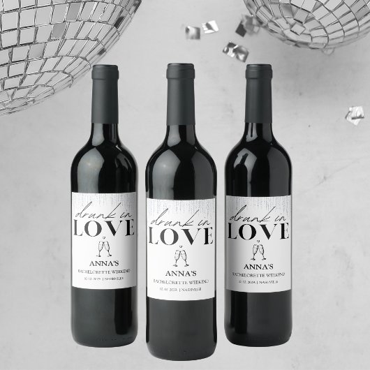 Drink in Love Glitter Bachelorette Wijn Etiket