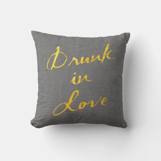 Drink in Love Gold en Grey Linen Outdoor Pillow Buitenkussen (Voorkant)