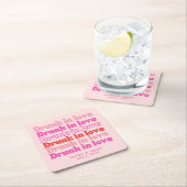 Drink in Love Personalized Retro Pink Wedding Kartonnen Onderzetters (Insitu)