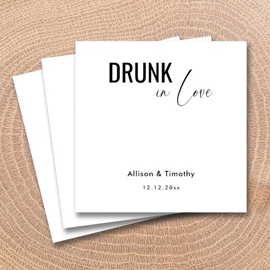 Drink in Love Personalized Wedding Napkins Servet