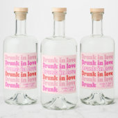 Drink in Love Retro Pink Wedding Reception Likeurfles Etiket (Flessen)