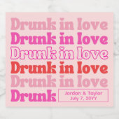 Drink in Love Retro Pink Wedding Reception Likeurfles Etiket (Enkel label)