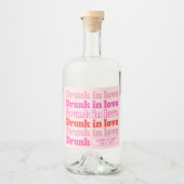 Drink in Love Retro Pink Wedding Reception Likeurfles Etiket (Voorkant)