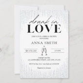 Drink in Love Silver Sparkles Vrijgezellenfeest Kaart (Voorkant)