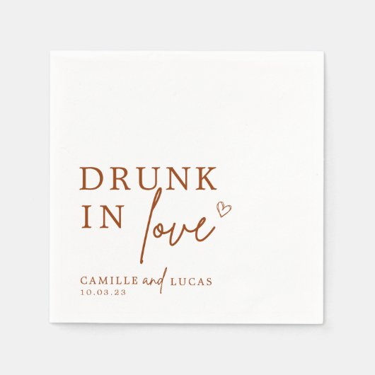 Drink in Love Terracotta Rust Personalized Napkins Servet (Voorkant)