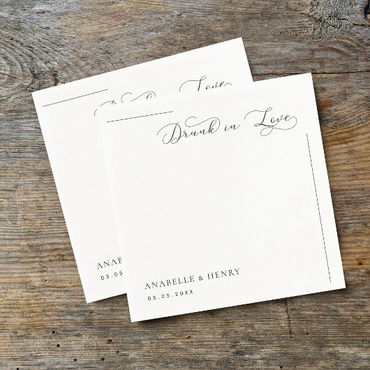 Drink in Love Wedding Napkins - Elegant script Servet