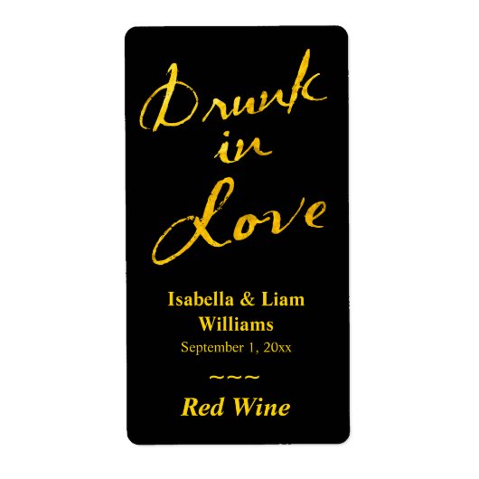 Drink in Love Wine Label - goud & zwart (Voorkant)