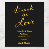 Drink in Love Wine Label - goud & zwart Wijn Etiket (Enkel label)