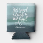 Drink in Mijn hand | Aangepaste blauwe Abstracte k Blikjeskoeler (Voorkant)