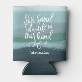 Drink in Mijn hand | Aangepaste blauwe Abstracte k Blikjeskoeler