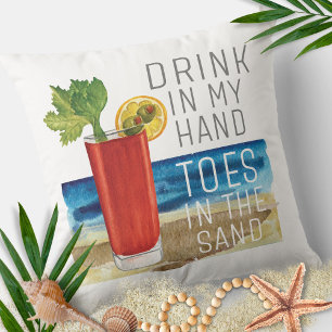 Drink In Mijn Hand Quote Nautisch Strand Zomer Vak Kussen