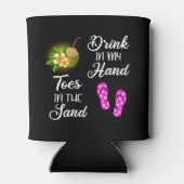 Drink in mijn hand, tenen in het zand blikjeskoeler (Achterkant)