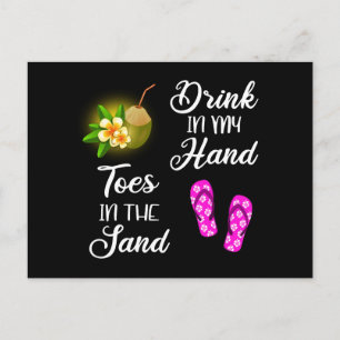 Drink in mijn hand, tenen in het zand briefkaart