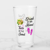 Drink in mijn hand, tenen in het zand glas (Achterkant)