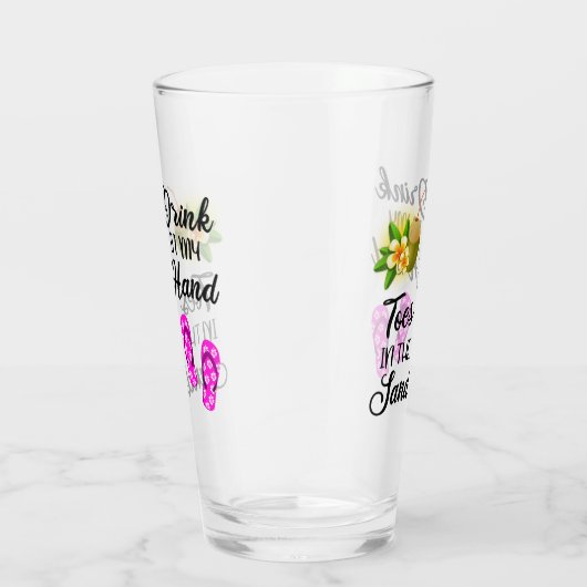 Drink in mijn hand, tenen in het zand glas (Rechts)