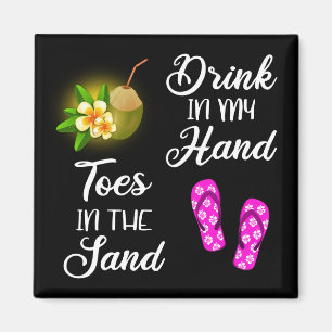 Drink in mijn hand, tenen in het zand magneet