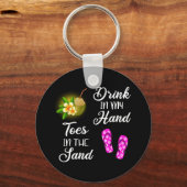 Drink in mijn hand, tenen in het zand sleutelhanger (Voorkant)