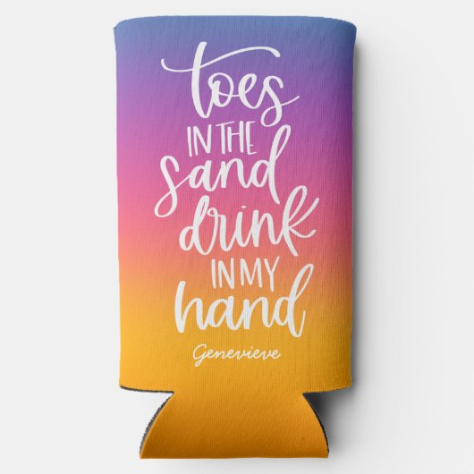 Drink in mijn handschildkliertypografie met verloo seltzer blikjeskoeler (Achterkant)