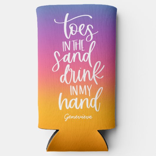 Drink in mijn handschildkliertypografie met verloo seltzer blikjeskoeler (Voorkant)