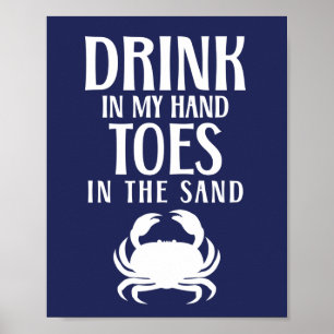 Drink In My Hand Quote Nautilus Strand Zomer Zwemb Poster
