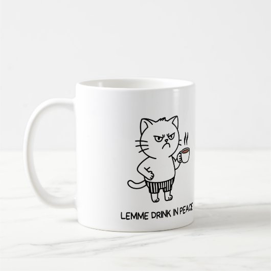Drink in Vrede Introvert Koffie Grumpy Cat Mok (Links)