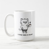 Drink in Vrede Introvert Koffie Mopperende Kat Mok (Links)